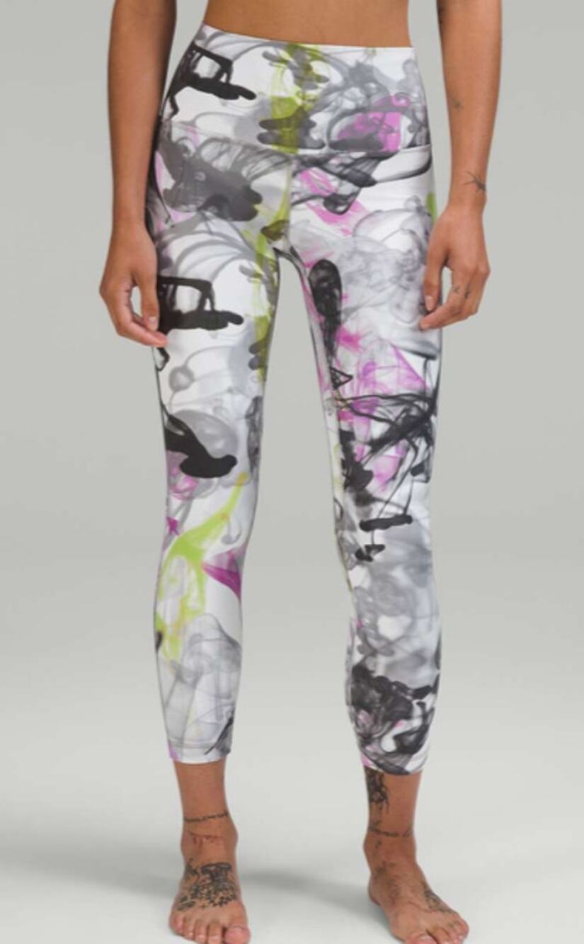 Lululemon Throwback Print Align High Rise Pant 25" Unicorn White Multi Grey 4